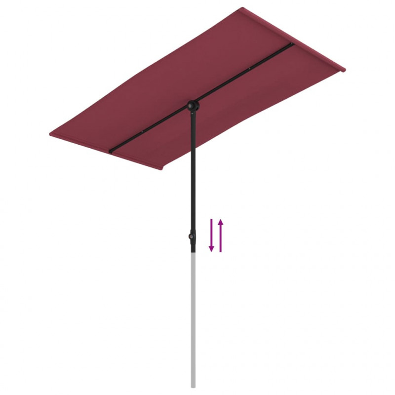 Parasol ogrodowy na aluminiowym słupku, 180x110 cm, bordowy