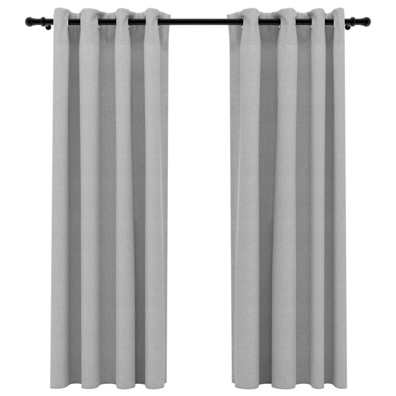 Zasłony stylizowane na lniane, 2 szt., szare, 140x175 cm