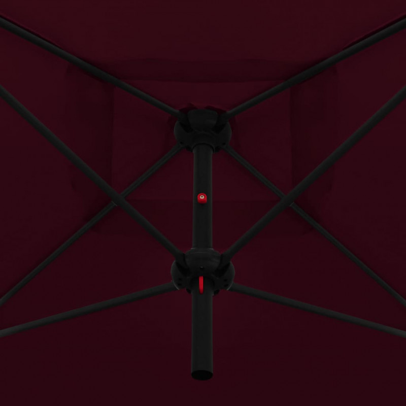 Podwójny parasol na stalowym słupku, 250 x 250 cm, bordowy