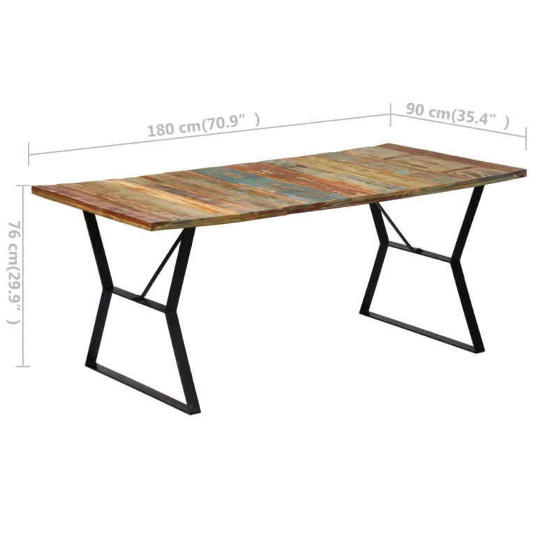 Stół do jadalni, 180x90x76 cm, z litego drewna z odzysku
