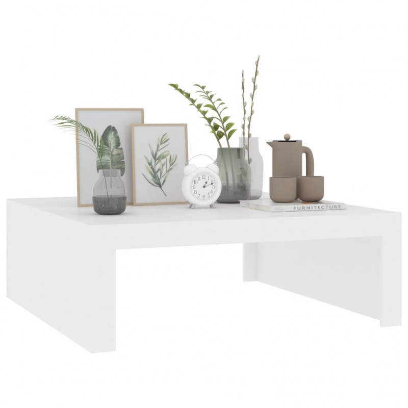 Stolik kawowy, biały, 100x100x35 cm, materiał drewnopochodny