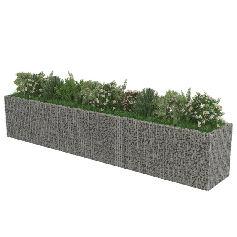 Podwyższona donica gabionowa, galwanizowana stal, 540x90x100 cm