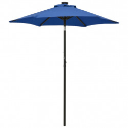 Parasol ogrodowy z LED, niebieski, 200x211 cm, aluminium