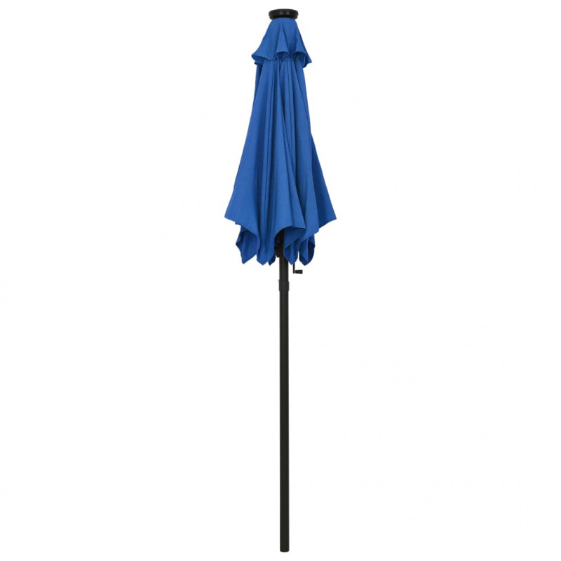 Parasol ogrodowy z LED, niebieski, 200x211 cm, aluminium