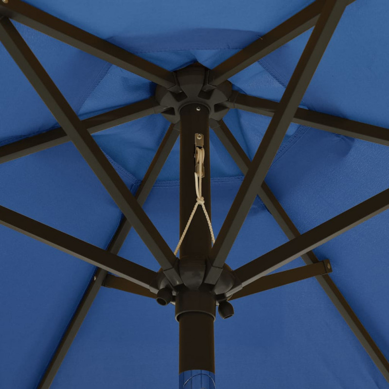 Parasol ogrodowy z LED, niebieski, 200x211 cm, aluminium