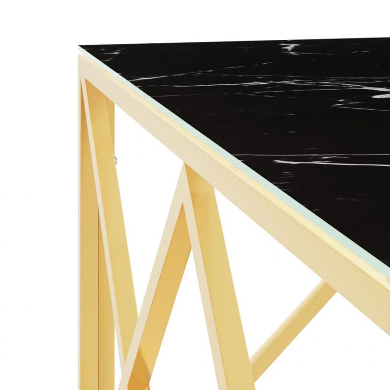 Stolik kawowy, złoty, 80x80x40 cm, stal nierdzewna i szkło
