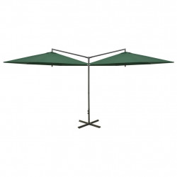 Podwójny parasol ogrodowy, stalowy słupek, zielony, 600 cm