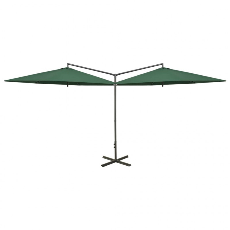 Podwójny parasol ogrodowy, stalowy słupek, zielony, 600 cm