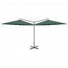 Podwójny parasol ogrodowy, stalowy słupek, zielony, 600 cm