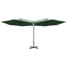 Podwójny parasol ogrodowy, stalowy słupek, zielony, 600 cm