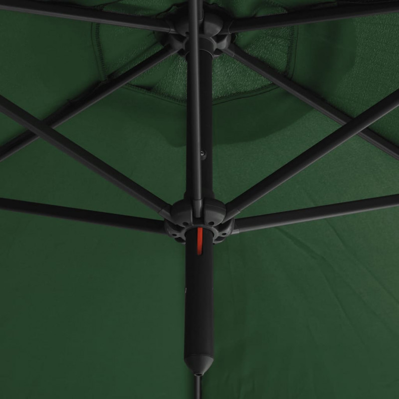 Podwójny parasol ogrodowy, stalowy słupek, zielony, 600 cm