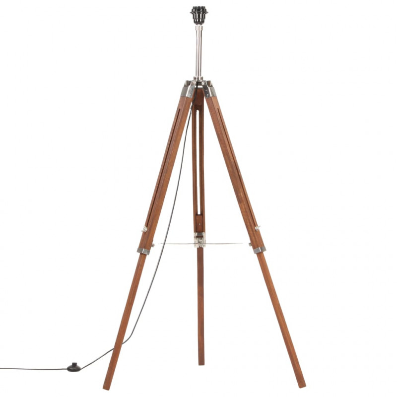 Lampa podłogowa na trójnogu, brązowo-szara, tek, 141 cm