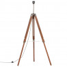 Lampa podłogowa na trójnogu, brązowo-szara, tek, 141 cm