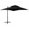 Parasol wiszący z podwójną czaszą, 250x250 cm, czarny