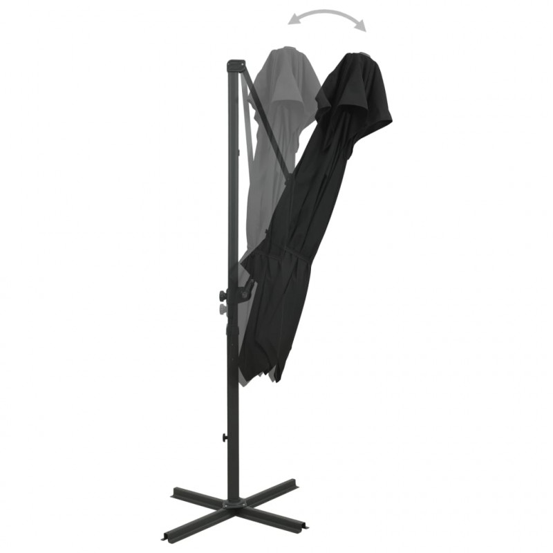Parasol wiszący z podwójną czaszą, 250x250 cm, czarny