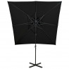 Parasol wiszący z podwójną czaszą, 250x250 cm, czarny