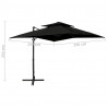 Parasol wiszący z podwójną czaszą, 250x250 cm, czarny