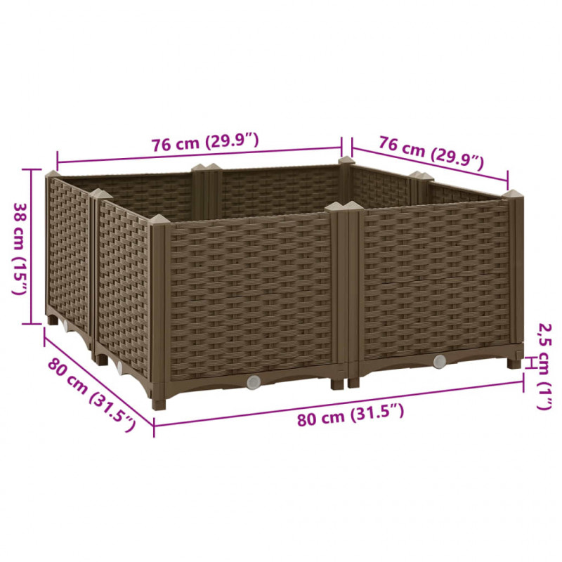 Donica do podniesionej rabaty, 80x80x38 cm, polipropylen