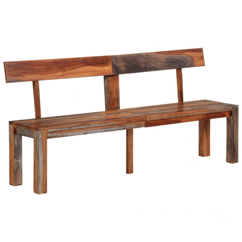 Ławka z oparciem, 160 cm, szara, lite drewno akacjowe