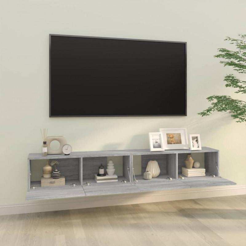 Ścienne szafki TV, 2 szt., szary dąb sonoma, 100x30x30 cm