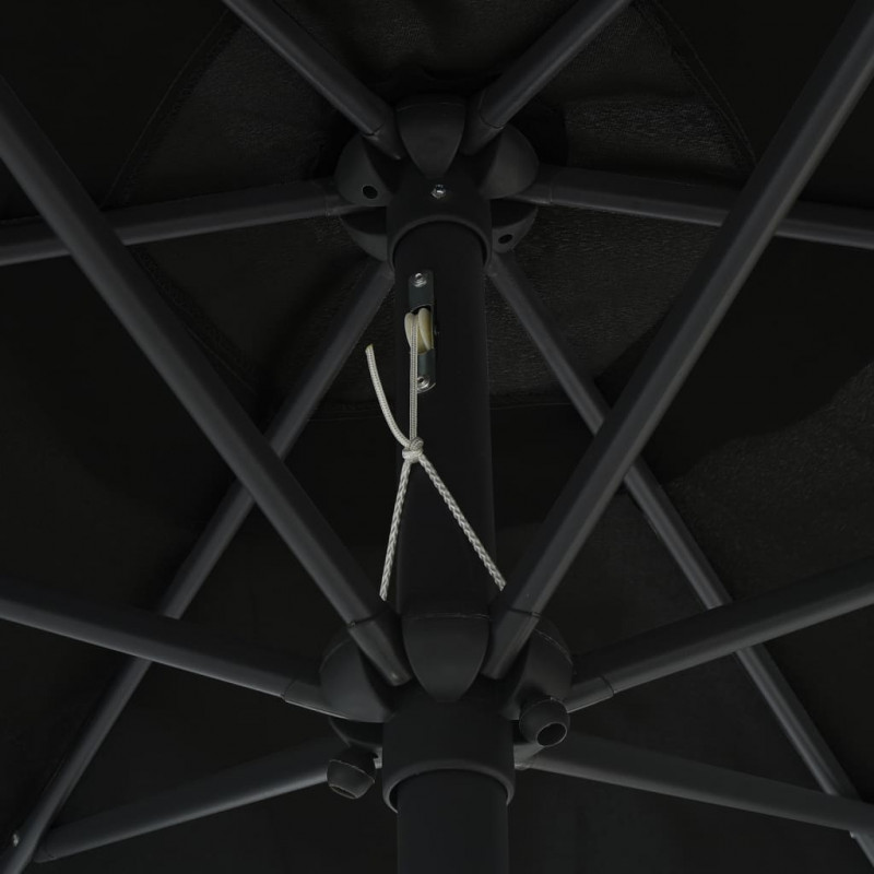 Parasol ogrodowy z LED i aluminiowym słupkiem, 270 cm, czarny