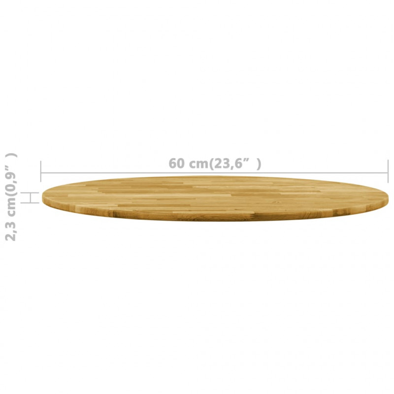 Okrągły blat do stolika z litego drewna dębowego, 23 mm, 600 mm