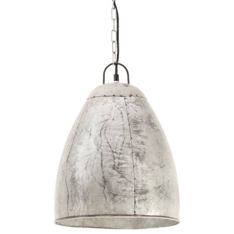 Industrialna lampa wisząca, 25 W, srebrna, okrągła, 32 cm, E27