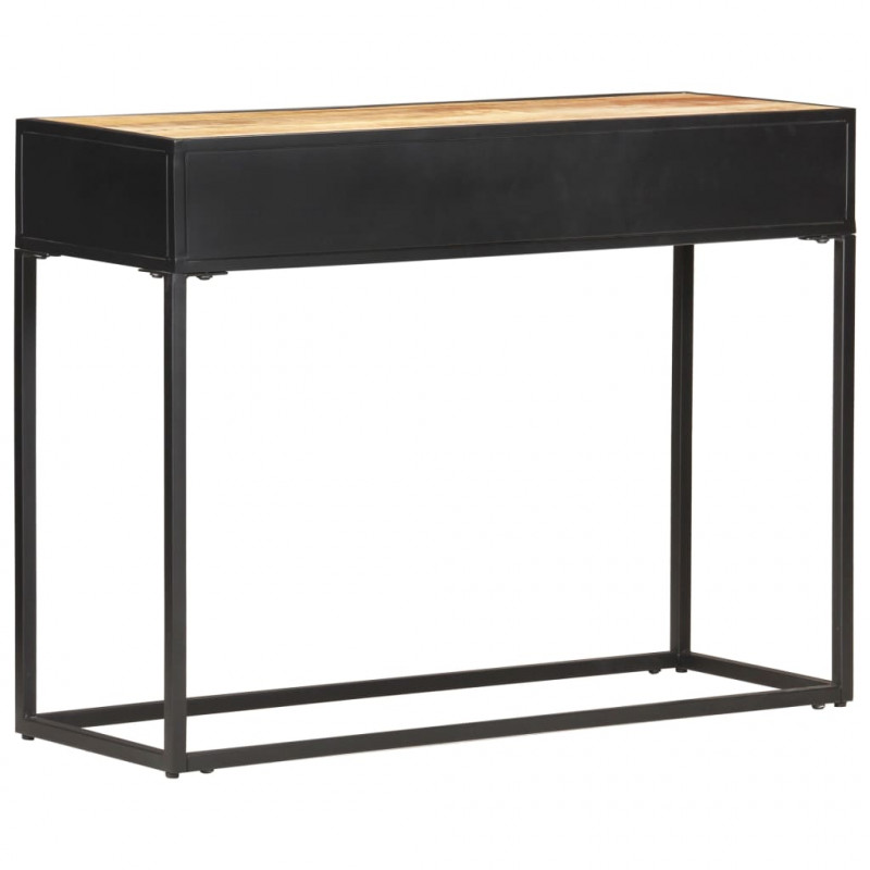 Stolik konsolowy, 100x35x75 cm, surowe drewno mango i trzcina