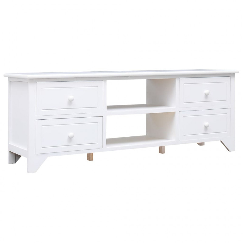 Szafka pod TV, biała,108x30x40 cm, drewno paulownia