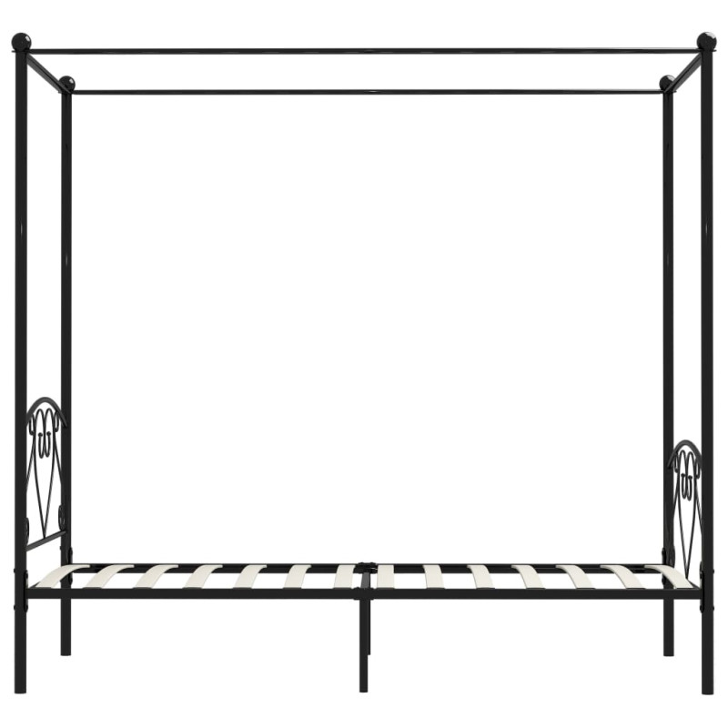 Rama łóżka z baldachimem, czarna, metalowa, 120 x 200 cm