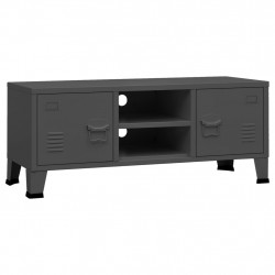 Industrialna szafka pod TV, antracytowa, 105x35x42 cm, metalowa