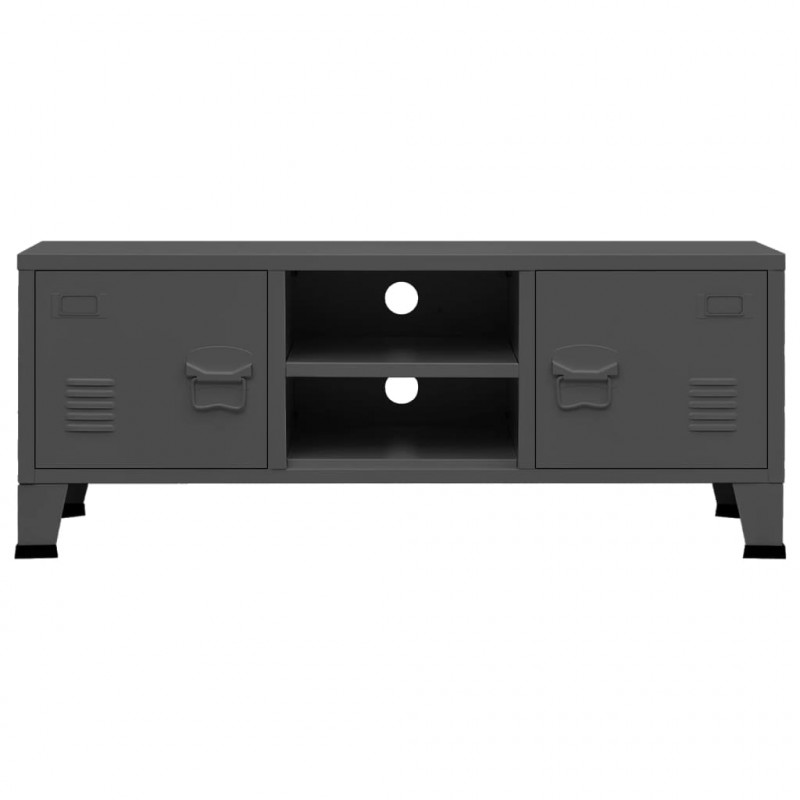 Industrialna szafka pod TV, antracytowa, 105x35x42 cm, metalowa