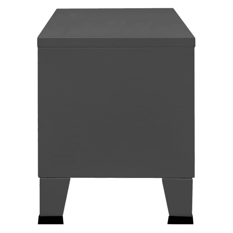 Industrialna szafka pod TV, antracytowa, 105x35x42 cm, metalowa