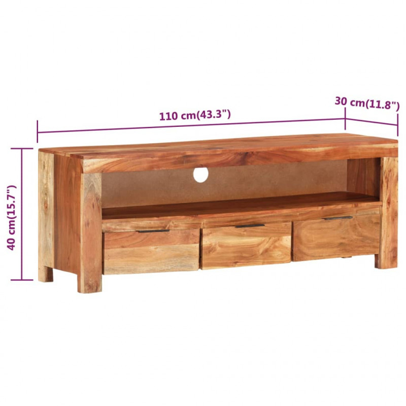 Szafka pod telewizor, 110x30x40 cm, lite drewno akacjowe