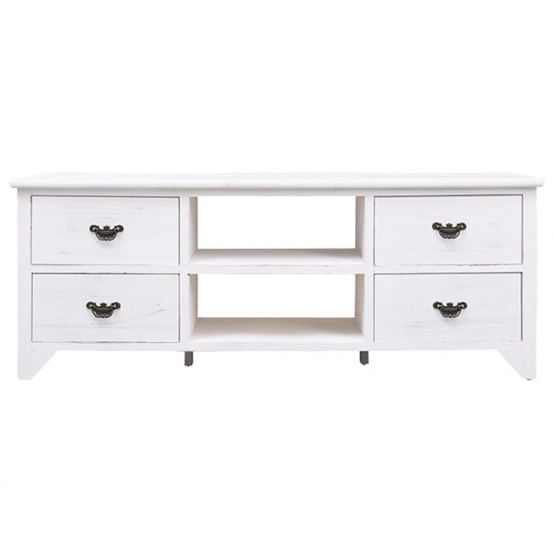 Szafka pod TV, antyczna biel, 108x30x40 cm, drewno paulownia