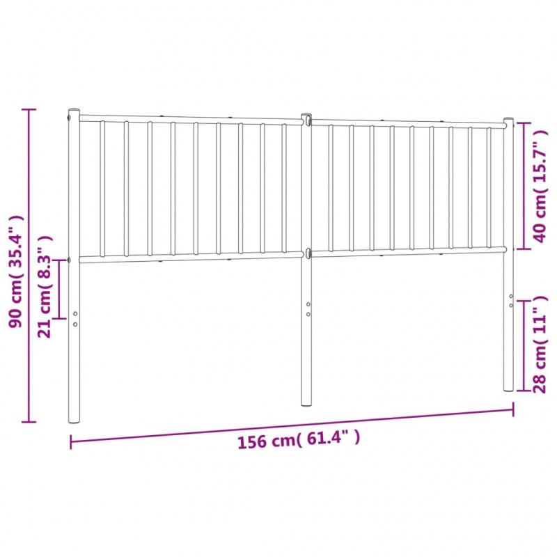 Metalowe wezgłowie, białe, 150 cm