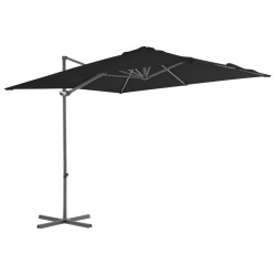 Parasol wiszący ze stalowym słupkiem, 250x250 cm, czarny