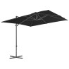 Parasol wiszący ze stalowym słupkiem, 250x250 cm, czarny