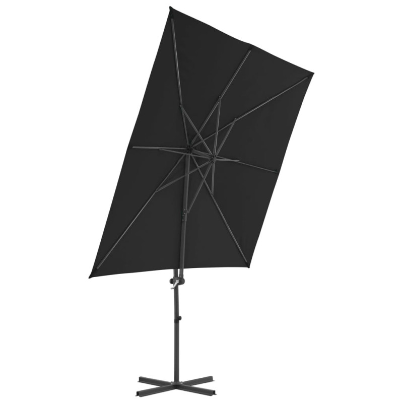 Parasol wiszący ze stalowym słupkiem, 250x250 cm, czarny
