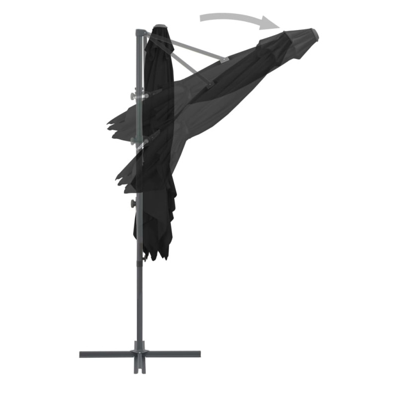 Parasol wiszący ze stalowym słupkiem, 250x250 cm, czarny