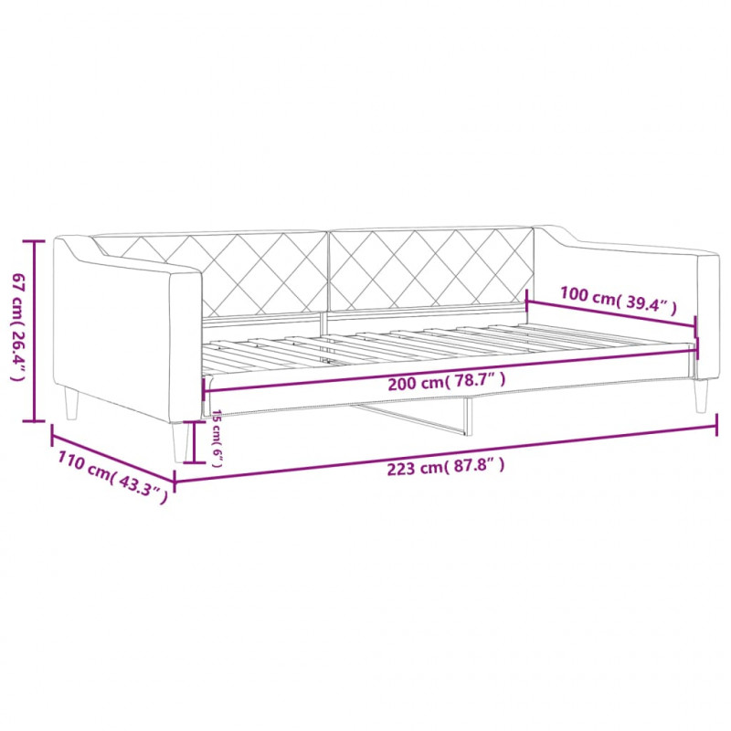Sofa z funkcją spania, kolor taupe, 100x200 cm, obita tkaniną