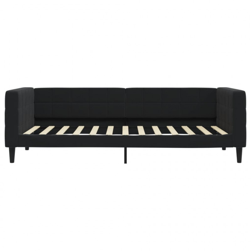 Sofa z funkcją spania, czarna, 90x200 cm, obita aksamitem