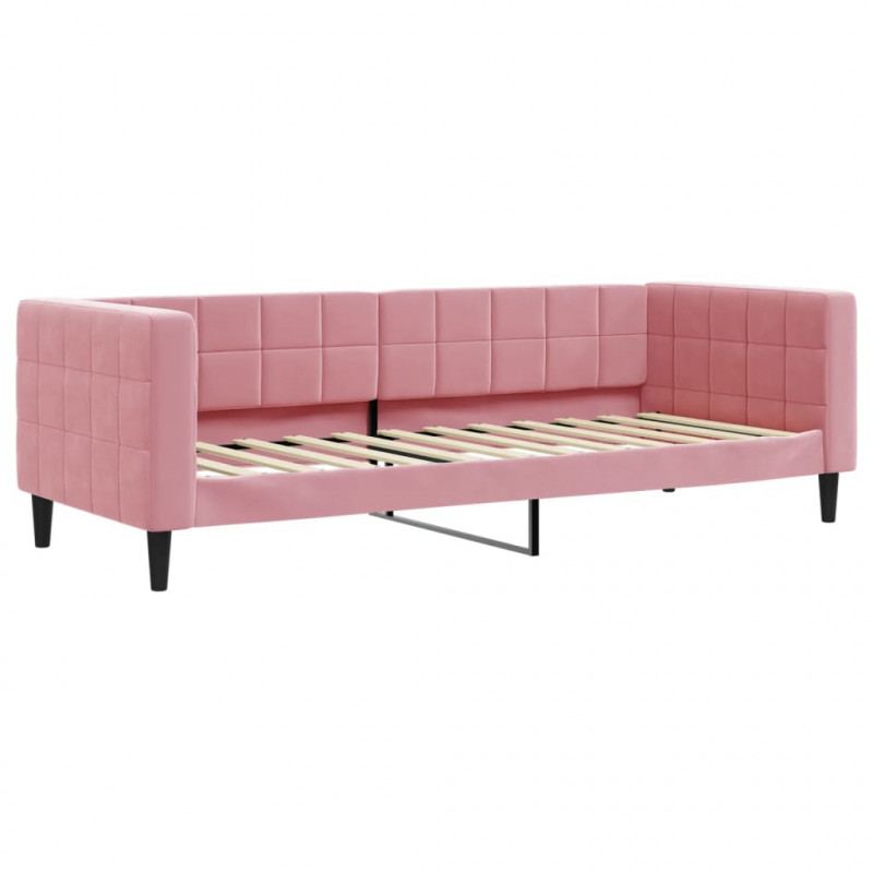 Sofa z funkcją spania, różowa, 80x200 cm, obita aksamitem