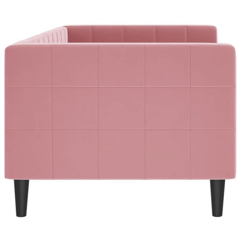 Sofa z funkcją spania, różowa, 80x200 cm, obita aksamitem