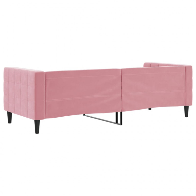 Sofa z funkcją spania, różowa, 80x200 cm, obita aksamitem