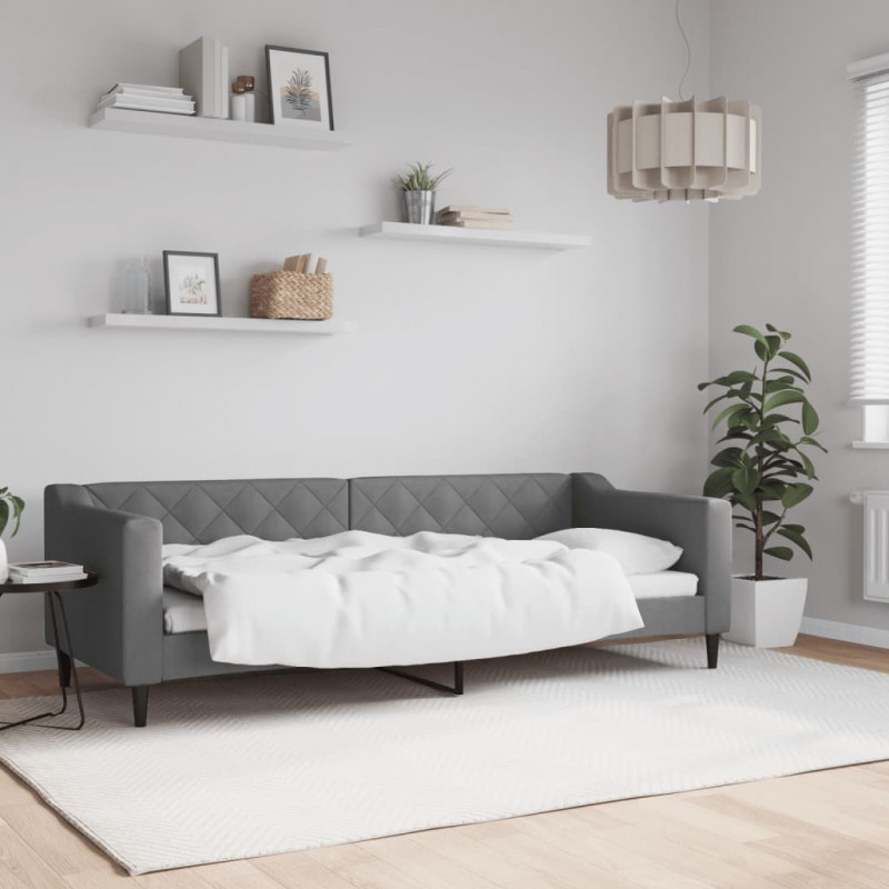 Sofa z funkcją spania, ciemnoszara, 80x200 cm, obita tkaniną