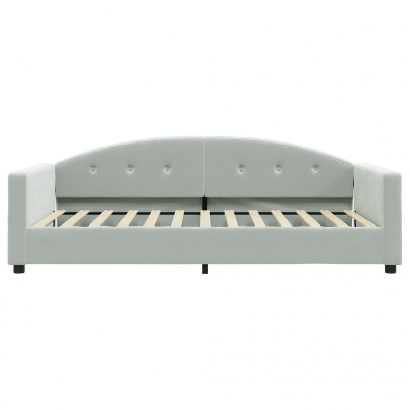 Sofa z funkcją spania, jasnoszara, 100x200 cm, obita aksamitem