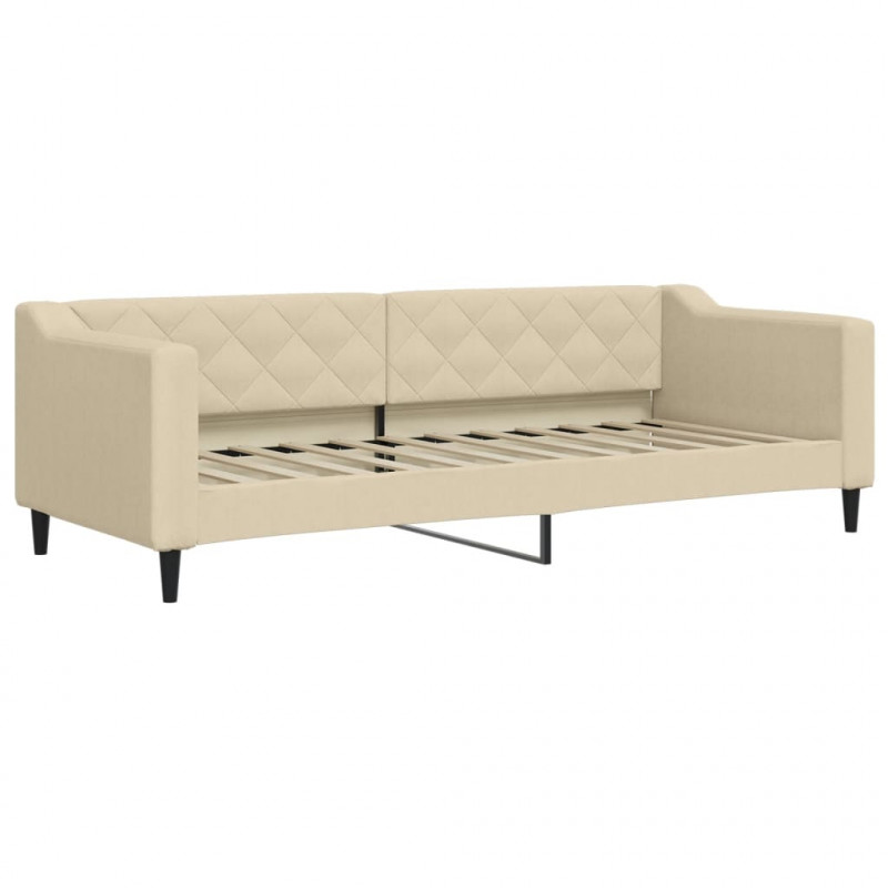 Sofa z funkcją spania, kremowa, 80x200 cm, obita tkaniną