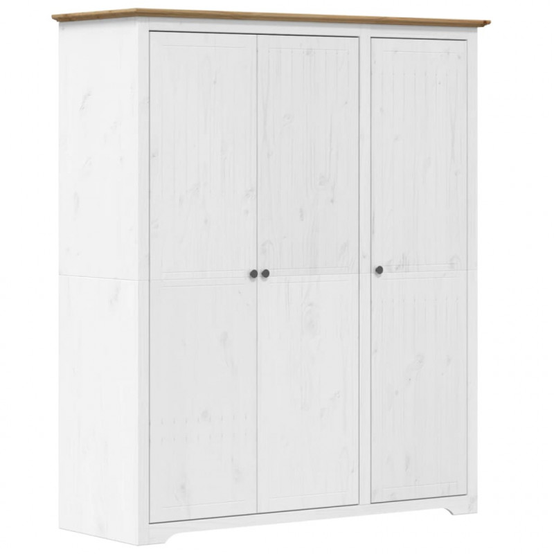 Szafa BODO, biało-brązowa, 146x53,5x173 cm, lite drewno sosnowe