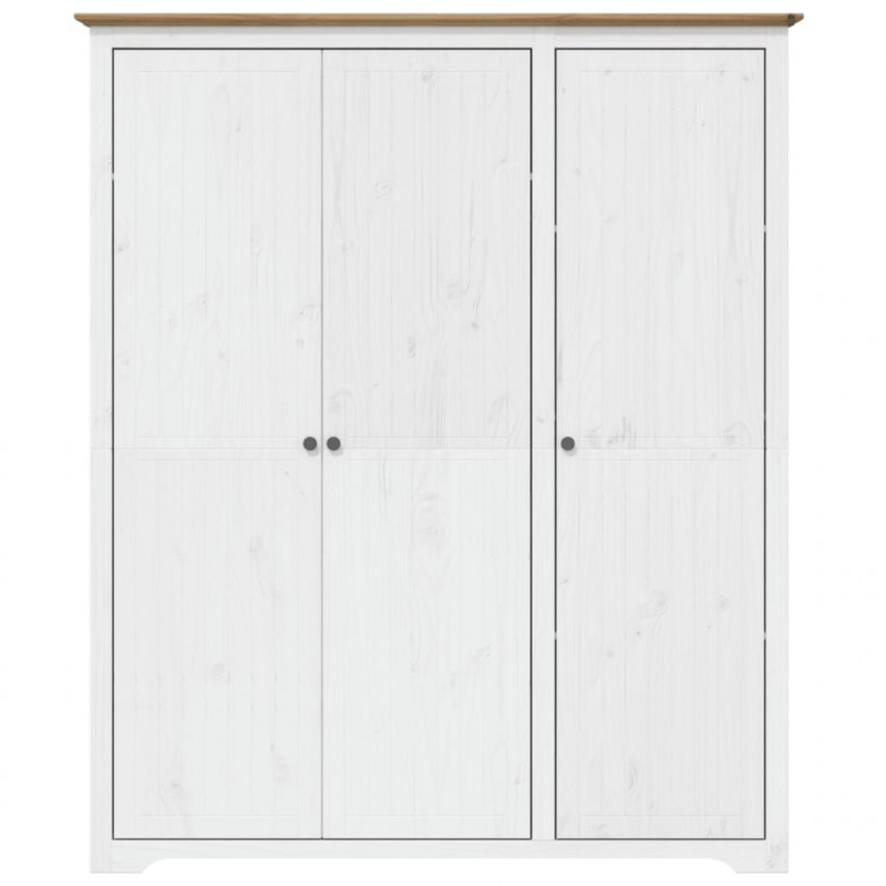 Szafa BODO, biało-brązowa, 146x53,5x173 cm, lite drewno sosnowe